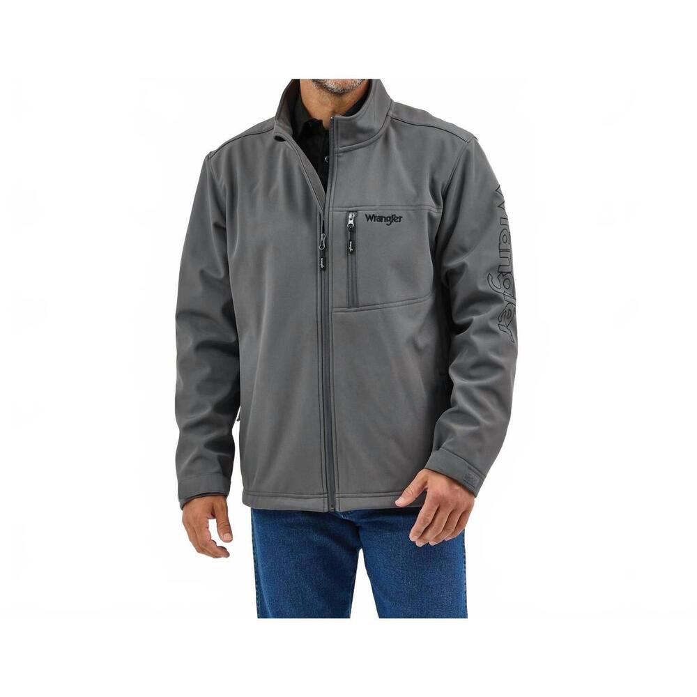 NEW WRANGLER logo trail jacket in dark shadow gray